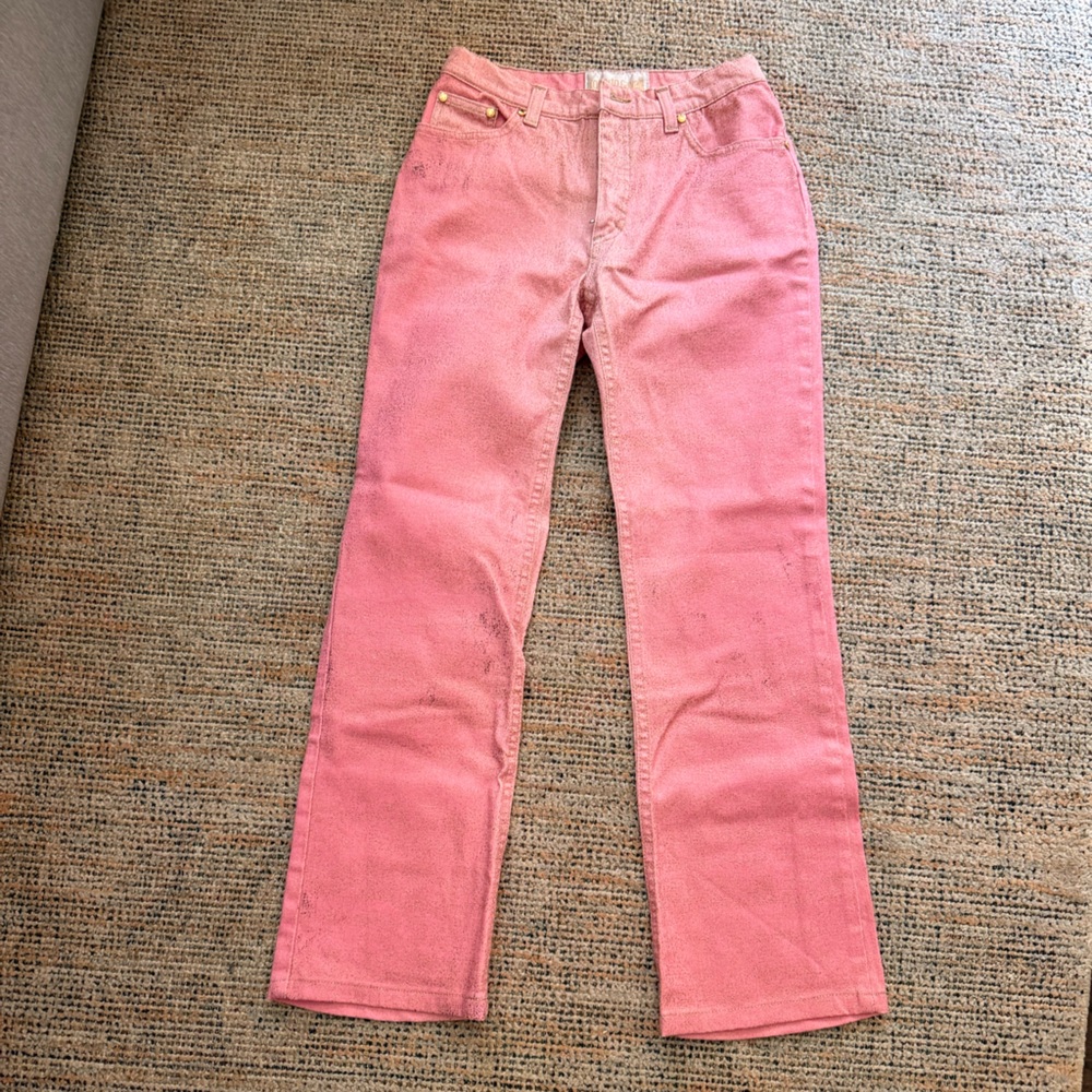 Roberto Cavalli pink and gold jeans